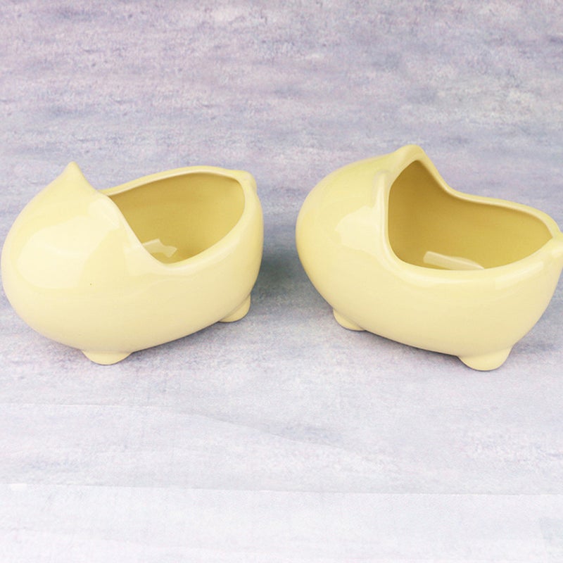 1Pc Hamster Bathtub Pet Cooling House Nest Ceramic Washing Tub (Light Yellow) - Image 1