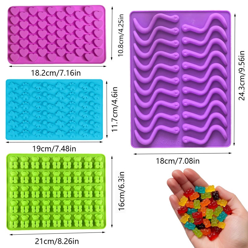 Apiocmy Gummy Candy Molds - Silicone Mini Gummy Bear/Hearts/Dinosaur/Gummy Worm Mold with 2pcs Dropper,Non-stick and Bpa Free for Candy Chocolate Gummies Baking - Image 2