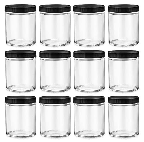 North Mountain Supply 6 Ounce Clear Glass Straight Sided Mason Canning Jars - with 63mm Black Plastic Lids - Case of 12 - Image 4