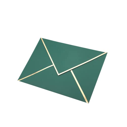 CHRIZ.Z A7 Envelopes - V Flap Foil Border Luxury Mailing Envelopes for 5" x 7" Cards - for Wedding, Invitations, Baby Shower, Photos, Graduation, Birthday, Bridal Shower - 5.25" x 7.25" (Dark Green, 25 Pack) - Image 3