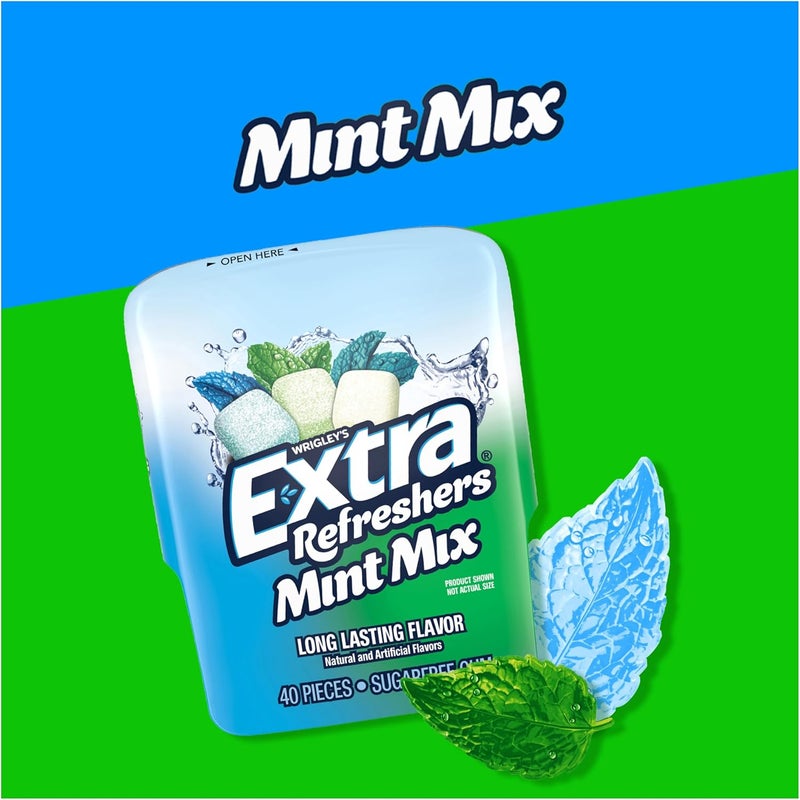 EXTRA Refreshers Mint Mix Gum - 6 Pack of 40-Piece Bottles (240 Pieces Total) - Image 3