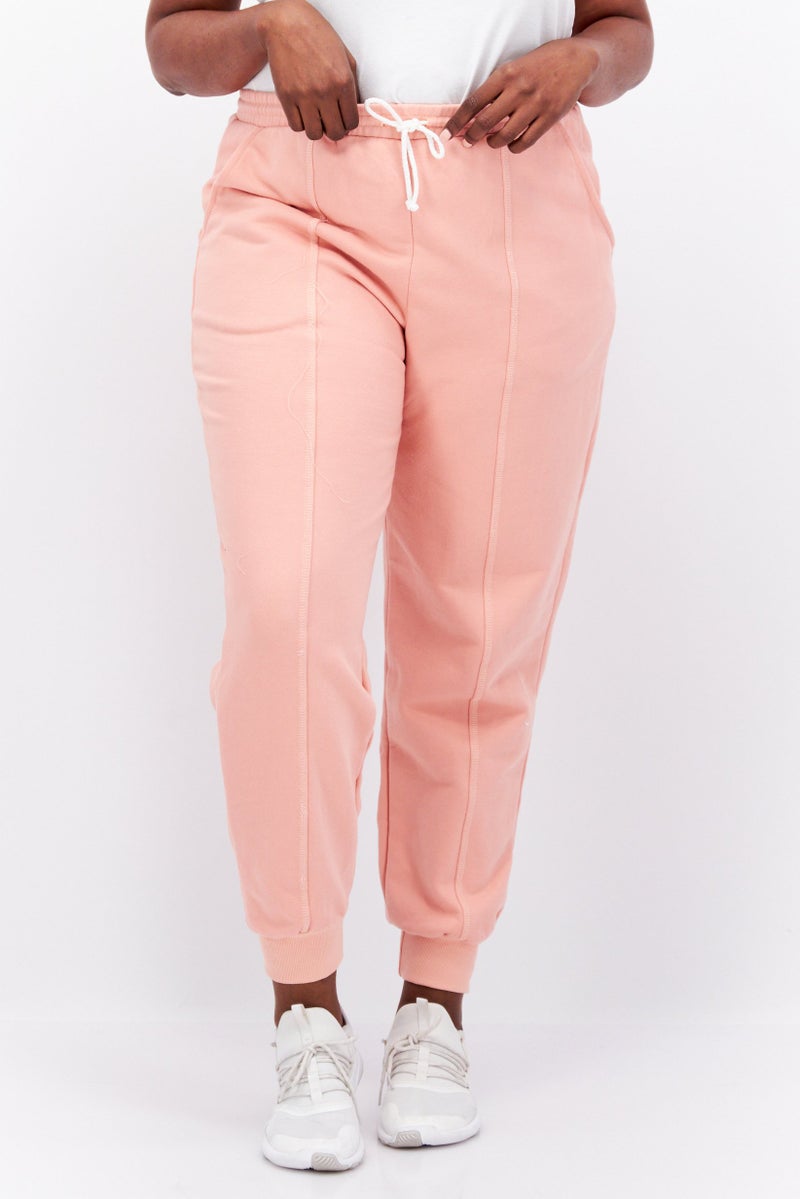 Dippin' Daisy's Women Plus Size Plain Jogger Pants, Peach - Image 1