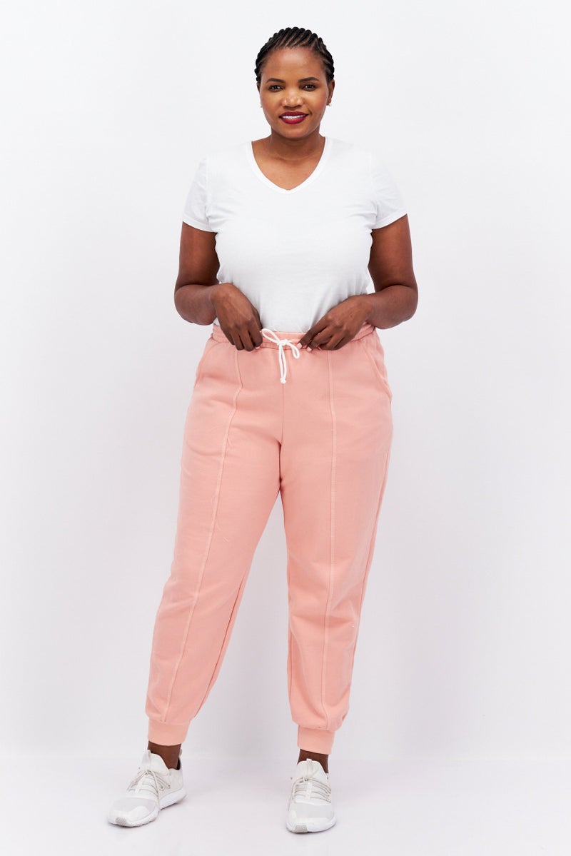 Dippin' Daisy's Women Plus Size Plain Jogger Pants, Peach - Image 2