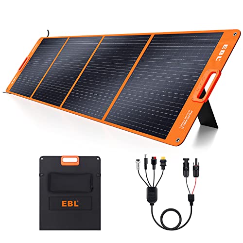 EBL 200W Portable Solar Panel for Power Station, Waterproof IP65 Foldable Solar Panel with MC-4 Anderson Output Connector for RV, Camping, Blackout - Image 1