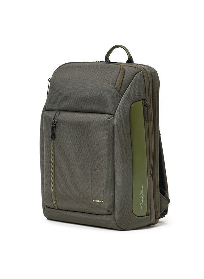 Mokobara MOKOBARA The Transit Pro Backpack | Laptop Up to 15.6 Inches, 24L Capacity | Durable Nylon and Vegan Leather Water-Resistant | Ideal for Work and Travel | Padded Shoulder Straps (Green)  - Image 1