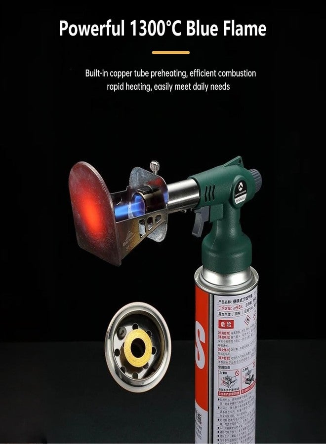 camping moon Campingmoon Culinary Torch, Kitchen Blow Torch with Adjustable Flame, High Power Butane Torch for Cooking, Creme Brulee & BBQ - 1300°C Refillable Blue Flame Gun (Butane Not Included)(Grey) - Image 4