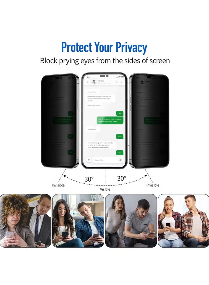 ملبوس حماية للخصوصية تغطي كاملة لشاشة iPhone 17 PRO Max مع زجاج مقسى بصلابة 9H، خالي من الفقاعات، مزود بميزة بصمة الإصبع - Image 2