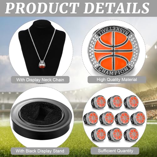 Highergo 10 Pcs Basketball Softball Baseball MVP Dancer Champion Trophy Ring with Display Stand Star Football Soccer Volleyball Golf Cheerleading Bowling Track Field - Image 3