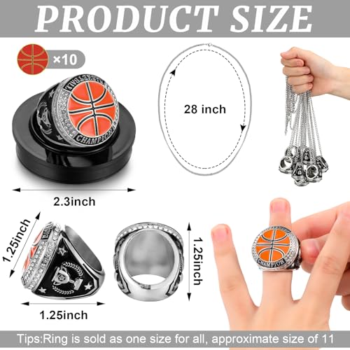 Highergo 10 Pcs Basketball Softball Baseball MVP Dancer Champion Trophy Ring with Display Stand Star Football Soccer Volleyball Golf Cheerleading Bowling Track Field - Image 2