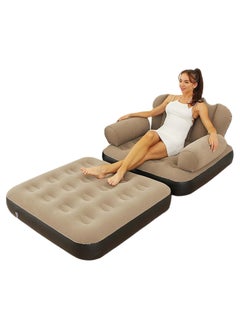 Inflatable Couch, Multifunctional Inflatable 5-in-1 Sofa with L-shaped Armrest, Pool Float, Couch, Sleep-Away Mattress Bed for Camping, Living Room