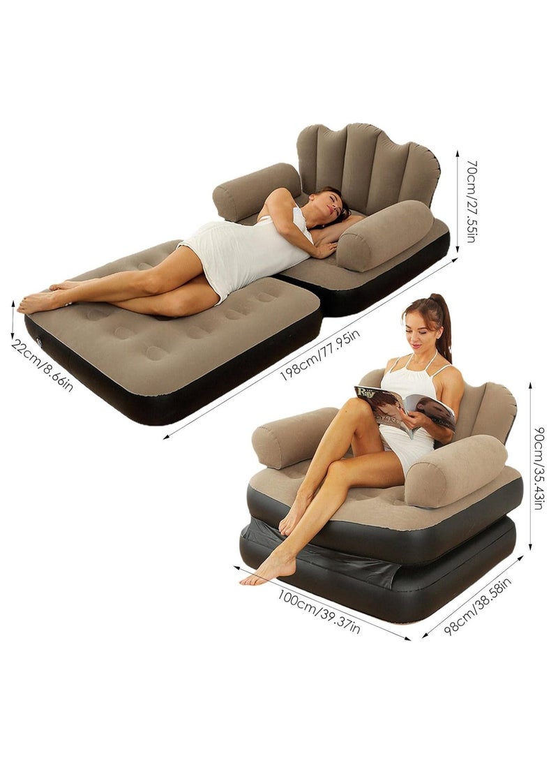 Generic - Inflatable Couch, Multifunctional Inflatable 5-in-1 Sofa with L-shaped Armrest, Pool Float, Couch, Sleep-Away Mattress Bed for Camping, Living Room - Image 1