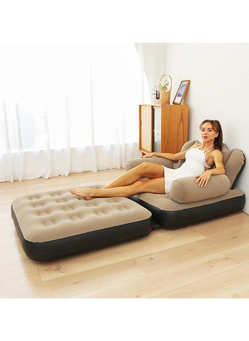 Generic - Inflatable Couch, Multifunctional Inflatable 5-in-1 Sofa with L-shaped Armrest, Pool Float, Couch, Sleep-Away Mattress Bed for Camping, Living Room - Image 1