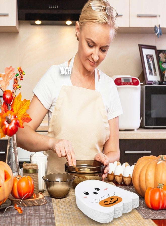JarThenaAMCS 50Pcs Halloween Paper Plates Cute Ghost Pumpkin Disposable Plates White Ghost Shape Tableware for Halloween Birthday Holiday Baby Shower Little Boo Party Table Decor Supplies - Image 5