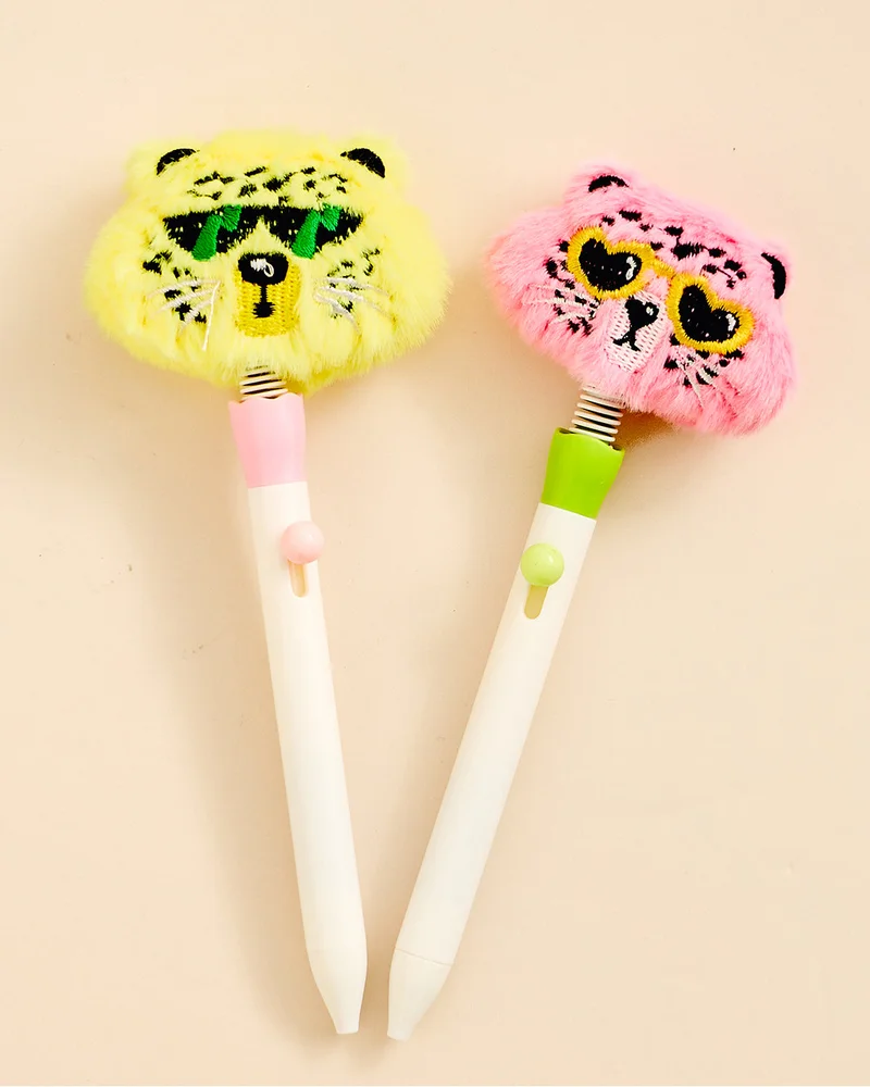 Redtag Assorted Plush Leopard Spring Ball Pens