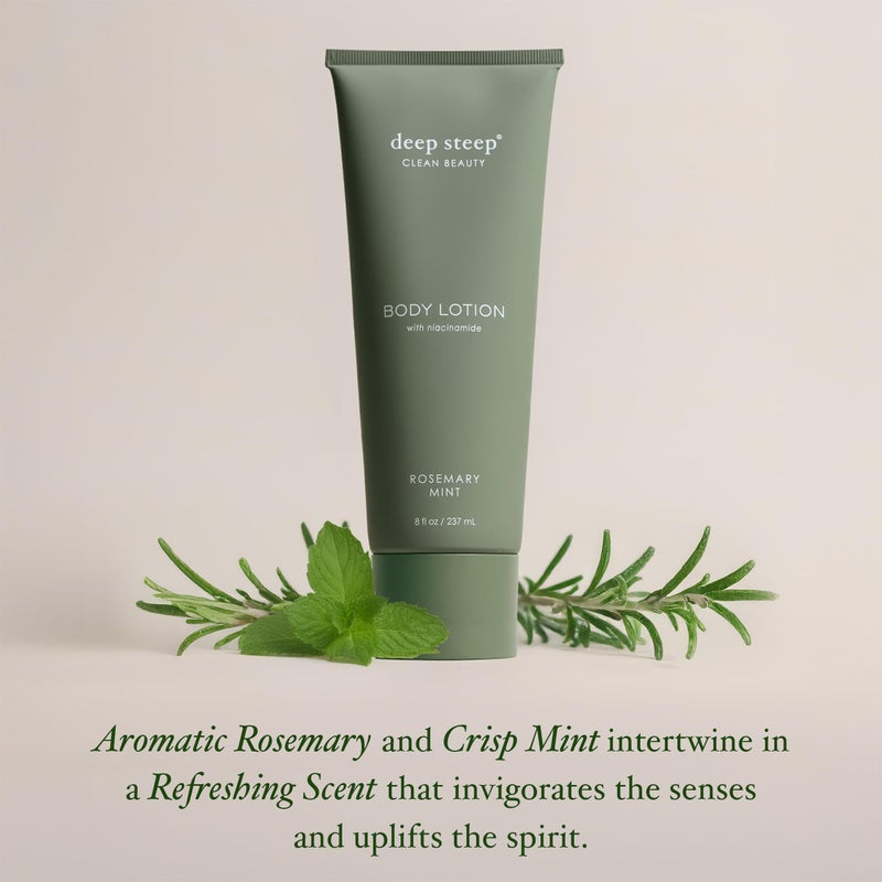 Deep Steep Body Lotion, Rosemary Mint, 8 oz â€“ Moisturizer with Coconut Oil, Shea Butter, Argan Oil, Aloe Vera & Niacinamide â€“ Vegan, Clean Beauty, Daily Skin Hydration - Image 4