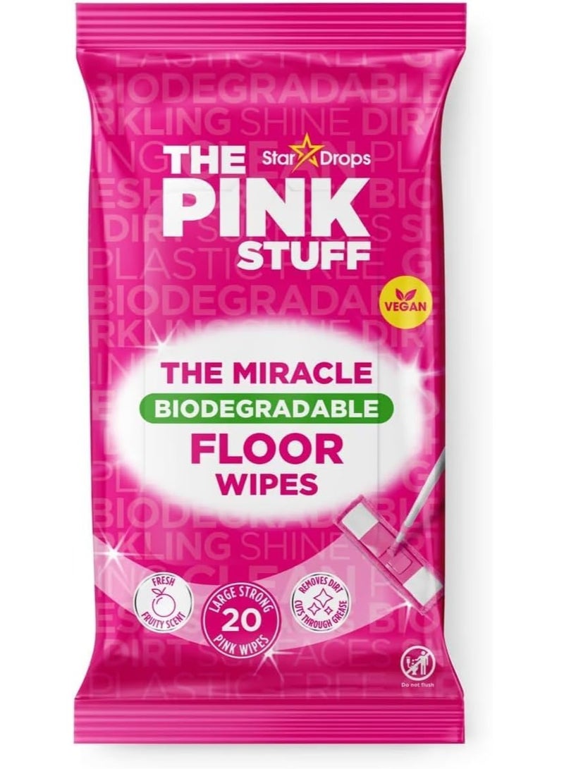 Star Drops The Pink Stuff Miracle Floor Wipes  Large and Strong 20 Cleaning Floor Wipes - Image 1