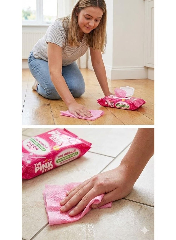 Star Drops The Pink Stuff Miracle Floor Wipes  Large and Strong 20 Cleaning Floor Wipes - Image 2