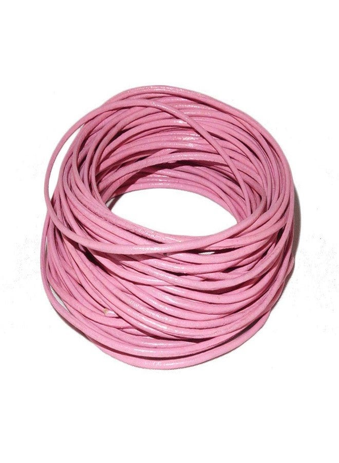 Cords Craft® | 1.5 mm Round Leather Cord for Jewelry Making Bracelet Necklaces Hair Accessories Dog Collar Beading Work Hobby and DIY Craft (Pink) | Roll of 10 Meters Leather String Cord - Image 1