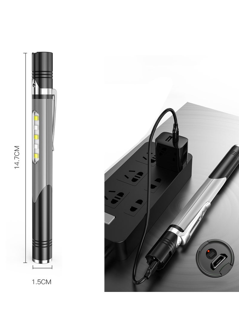 Rechargeable LED Pen Light 2-Pack with COB Light - 4 Modes, Super Bright 500 Lumens Pocket Flashlight, Waterproof, Ideal for Indoor, Outdoor, Work, Repair, Emergency, Nurses, and Doctors - Image 2
