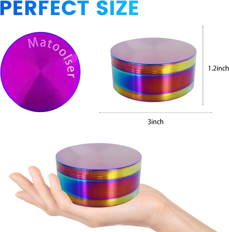 Matoolser 3 Inch Spice Grinder Mills for Kitchen (Rainbow) - Image 5