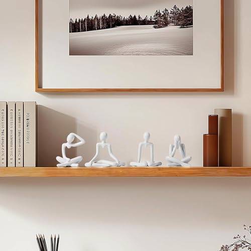 Street27 Polyvinyl Chloride 4Pcs Decorative Abstract Thinker Men Statue Showpiece Set | Home Decor Items|Premium Pvc Modern Art Showpiece For Home Bookshelf Desktop Table Office Gift (White) - Image 2