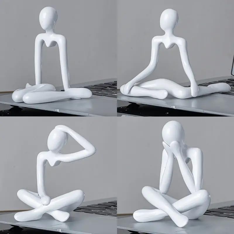 Street27 Polyvinyl Chloride 4Pcs Decorative Abstract Thinker Men Statue Showpiece Set | Home Decor Items|Premium Pvc Modern Art Showpiece For Home Bookshelf Desktop Table Office Gift (White) - Image 5