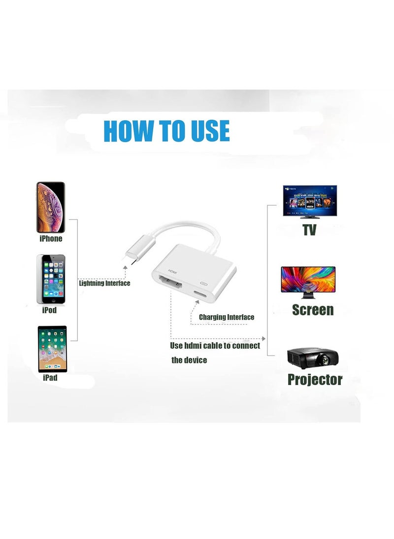ماركة غير محددة [معتمد من Apple MFi] كابل Lightning إلى HDMI – محول AV رقمي بدقة 1080P لأجهزة iPhone/iPad للتوصيل بالتلفزيون/جهاز العرض/الشاشة  - Image 2