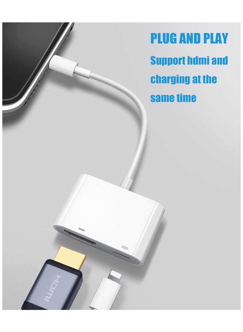 ماركة غير محددة [معتمد من Apple MFi] كابل Lightning إلى HDMI – محول AV رقمي بدقة 1080P لأجهزة iPhone/iPad للتوصيل بالتلفزيون/جهاز العرض/الشاشة  - Image 3