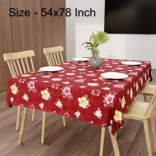 Wings Star Dining Table Cover for 6 Seater, 54 x 78 inch Size, Waterproof and Dustproof Table Sheet,Dining Table 6 Seater Waterproof Cover (Maroon Flower, 54 x 78 inch (Rectangular)) - Image 2