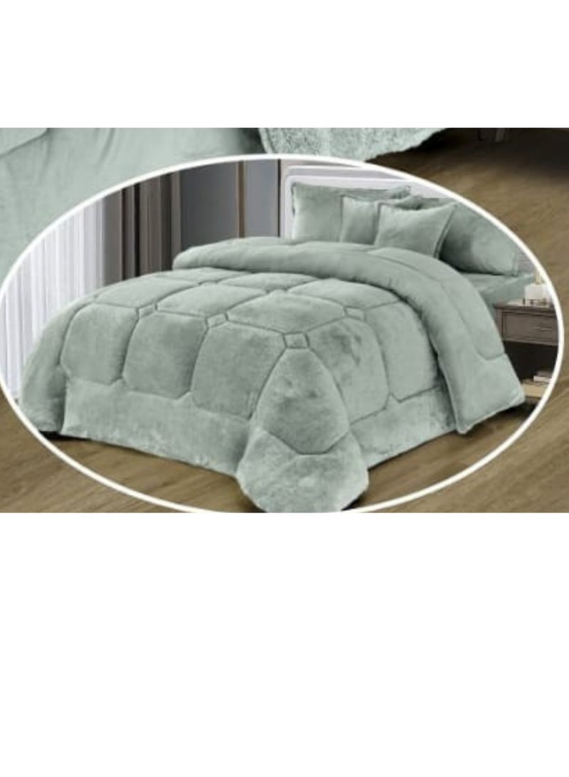 Moon Double-sided winter Comforter , velvet side, faux fur side, fits a 120x200 bed - 4-piece Comforter set (1 Comforter + 1 mattress protector + 2 decorative pillowcases) - Image 4