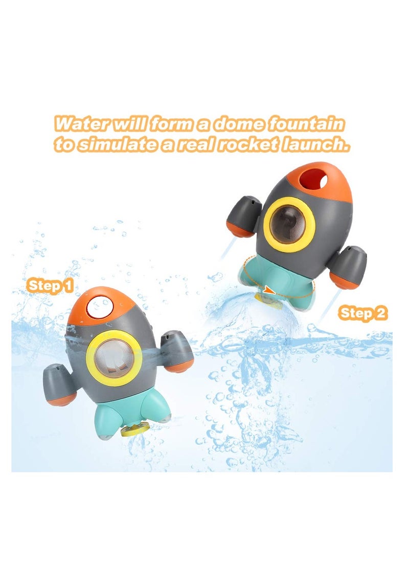 Excefore - Baby Bath Toys, Space Rocket Rotating Spray Water Toy, Space Rocket Shape Bathtub Toys for Toddlers, Girls and Boys Bath Toys for Toddler (Grey) - Image 1