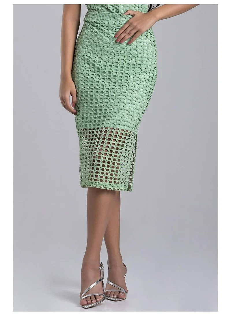Green Sweet Herb Midi Skirt