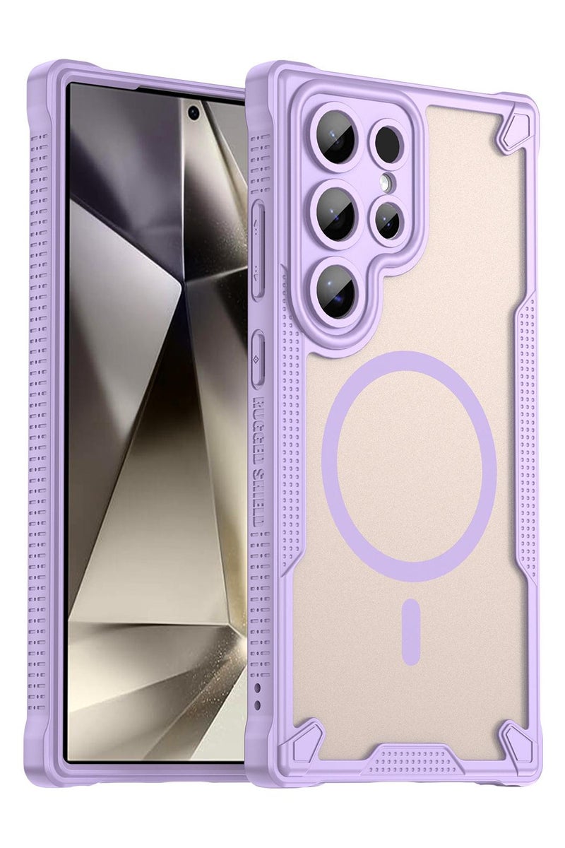 Cover For Samsung Galaxy S24 Ultra Armor Glaze MagSafe Magnetic Phone Case Raised edges around the screen and camera lens help prevent scratches - Purple - Image 1