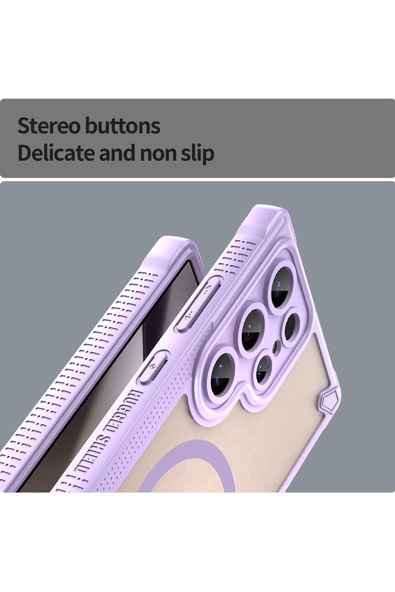 Cover For Samsung Galaxy S24 Ultra Armor Glaze MagSafe Magnetic Phone Case Raised edges around the screen and camera lens help prevent scratches - Purple - Image 5
