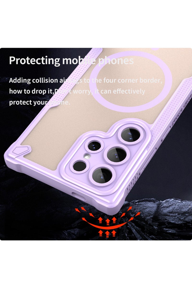 Cover For Samsung Galaxy S24 Ultra Armor Glaze MagSafe Magnetic Phone Case Raised edges around the screen and camera lens help prevent scratches - Purple - Image 3