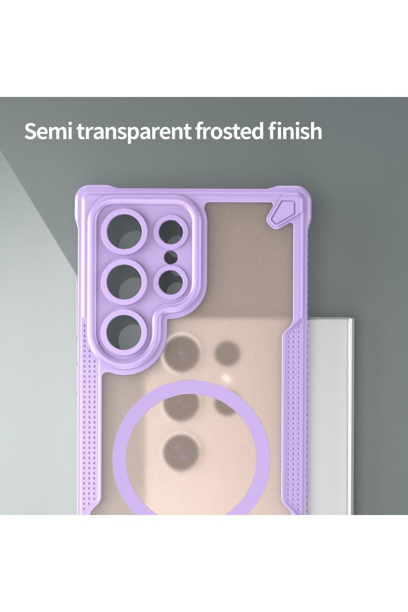 Cover For Samsung Galaxy S24 Ultra Armor Glaze MagSafe Magnetic Phone Case Raised edges around the screen and camera lens help prevent scratches - Purple - Image 4