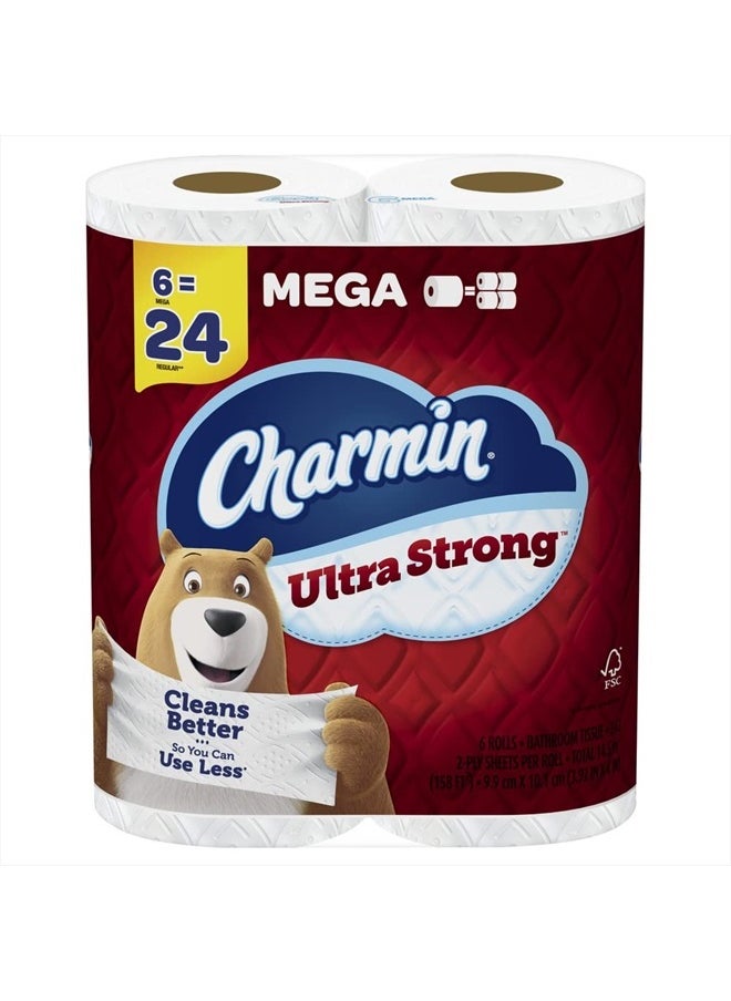 Charmin Ultra Strong Toilet Paper, 6 Mega Rolls = 24 Regular Rolls  - Image 1