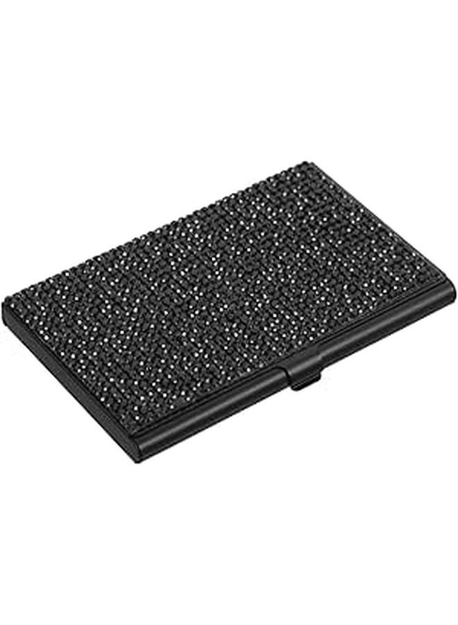 Elegant Rhinestone Business Card Holder Compact Organizer for Office Professionals Black - Image 1