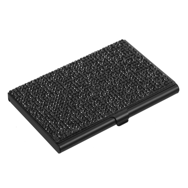Elegant Rhinestone Business Card Holder Compact Organizer for Office Professionals Black - Image 2