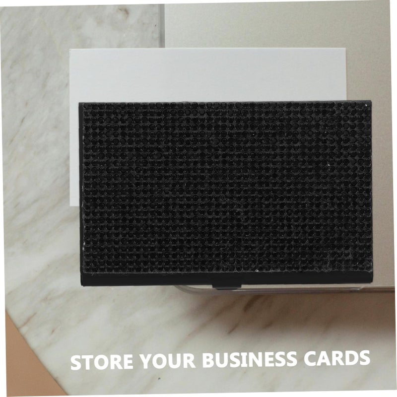 Elegant Rhinestone Business Card Holder Compact Organizer for Office Professionals Black - Image 5