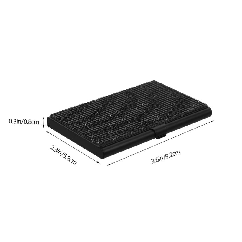 Elegant Rhinestone Business Card Holder Compact Organizer for Office Professionals Black - Image 3