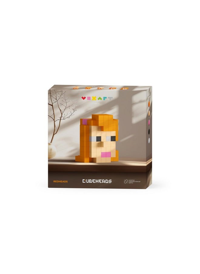 Voxart VOXART Cubeheads Redheads Pixel Art Building Set - 3D Tile-Based Home Décor Model, Create & Display Retro Pixel Figures, Unique Artistic Gift for Gamers, Designers & Collectors 