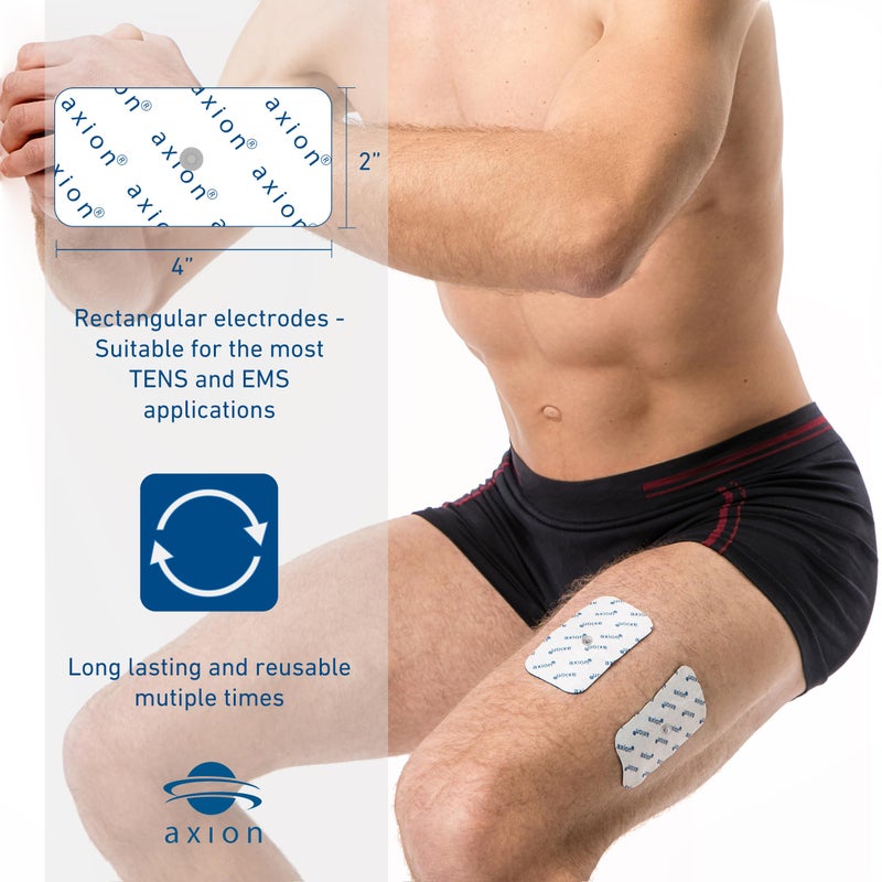 Axion 8 axion TENS Unit Electrode Pads 4x2'' - Replacement Pads with 3,5mm Snap Button for TENS Machines and Muscle Stimulators | Reusable Self-Adhesive TENS/EMS Electrodes - Image 3