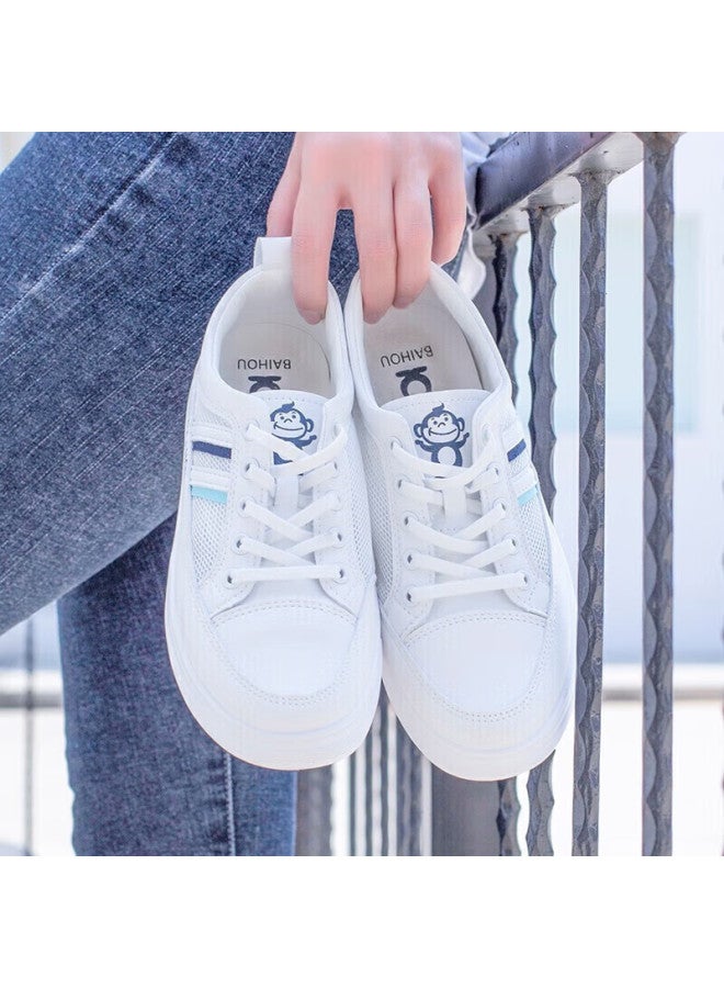 Baihou White Monkey Summer Women's Shoes, Mesh Panel Shoes, Breathable Student Sneakers, Versatile Women's Casual Shoes, X-03 White, Size 37 - Image 3