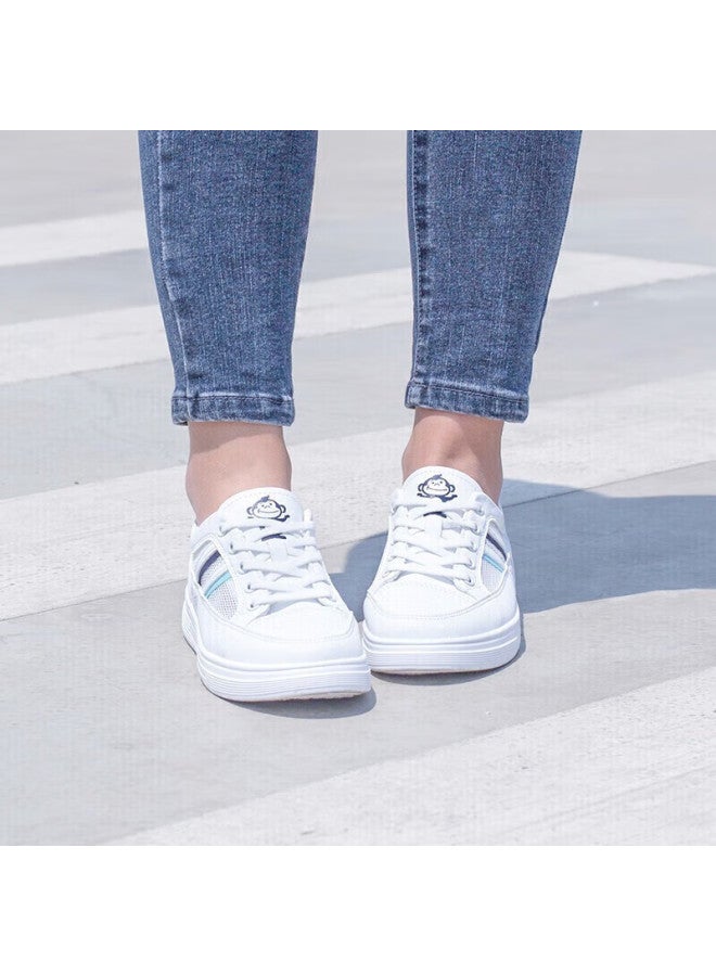 Baihou White Monkey Summer Women's Shoes, Mesh Panel Shoes, Breathable Student Sneakers, Versatile Women's Casual Shoes, X-03 White, Size 37 - Image 4