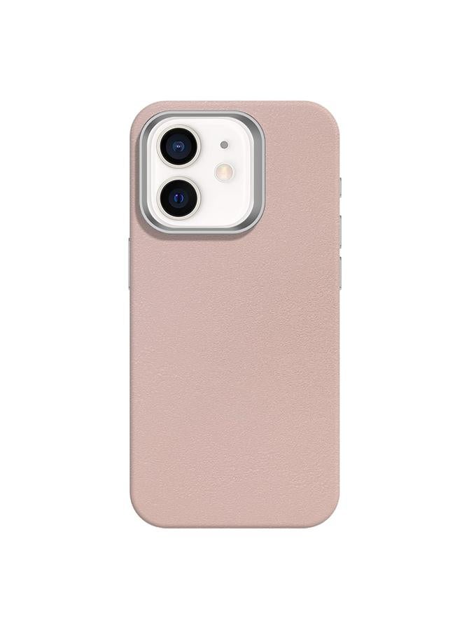 S-TOP Case For iPhone 12 Skin Feel Fine Leather Texture Metal Lens Frame MagSafe Phone Case - Image 1