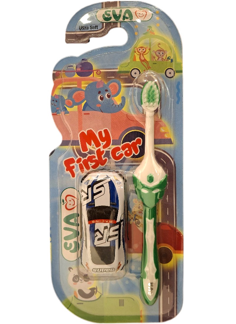 Eva Toothbrush With A Kid's Car Toy - Green 