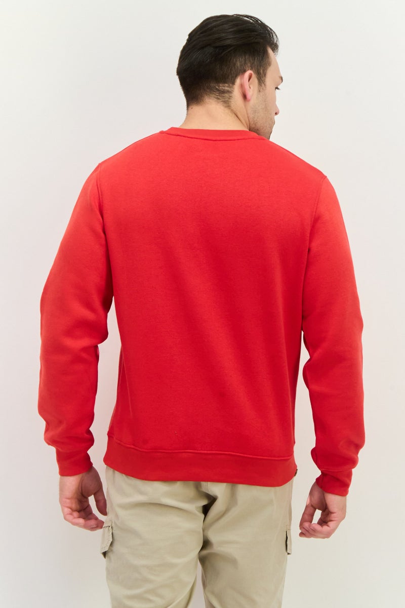 CROSSHATCH Men 2 Pieces Crew Neck Brand Logo Long Sleeve Sweatshirts, Red - Image 3