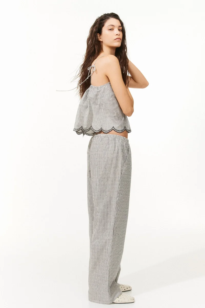 H&M Embroidered tie-strap top