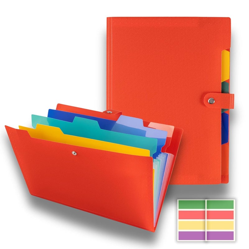 sps 5 Pocket Expanding File Folder - Fits A4 & Letter Size Document Organizer, Accordion File Folders, File Holder for Office, School & Home Use - Orange - Image 1